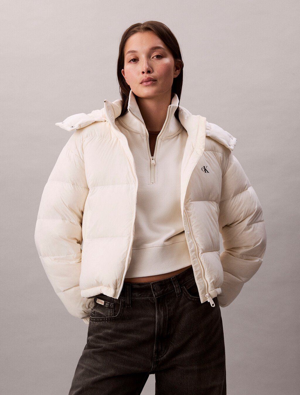 Calvin Klein - Áo phao lông vũ nữ Short Down Puffer Jacket