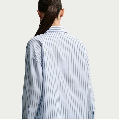 Nike - Áo Sơ Mi Nữ Chill Poplin Oversized Woven Long-Sleeve Striped Top