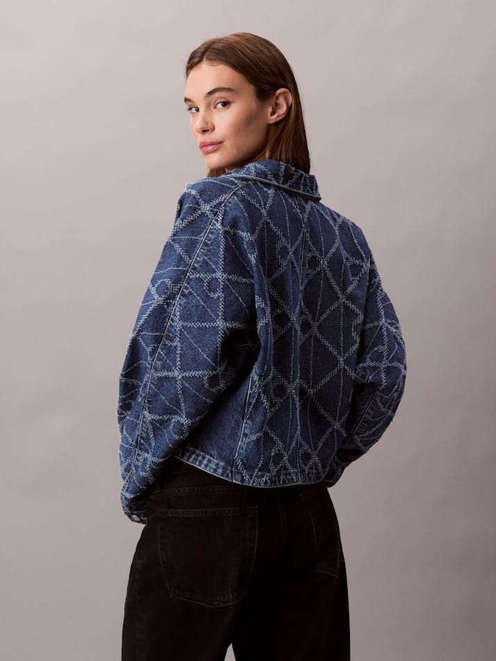 Calvin Klein - Áo khoác jeans nữ Allover Logo Denim Jacket