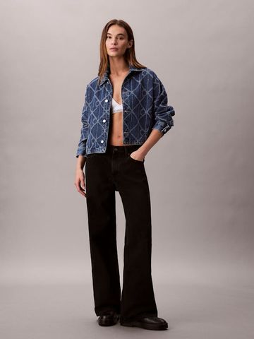 Calvin Klein - Áo khoác jeans nữ Allover Logo Denim Jacket