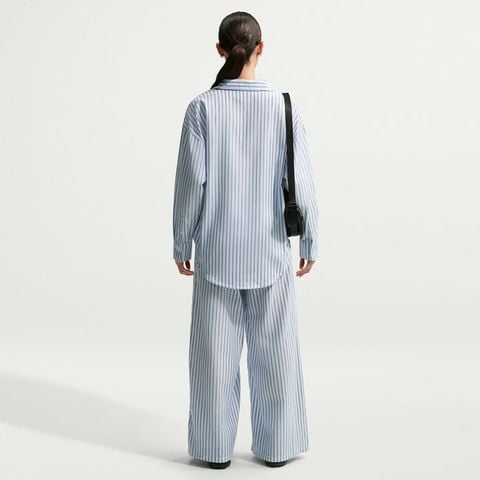 Nike - Áo Sơ Mi Nữ Chill Poplin Oversized Woven Long-Sleeve Striped Top