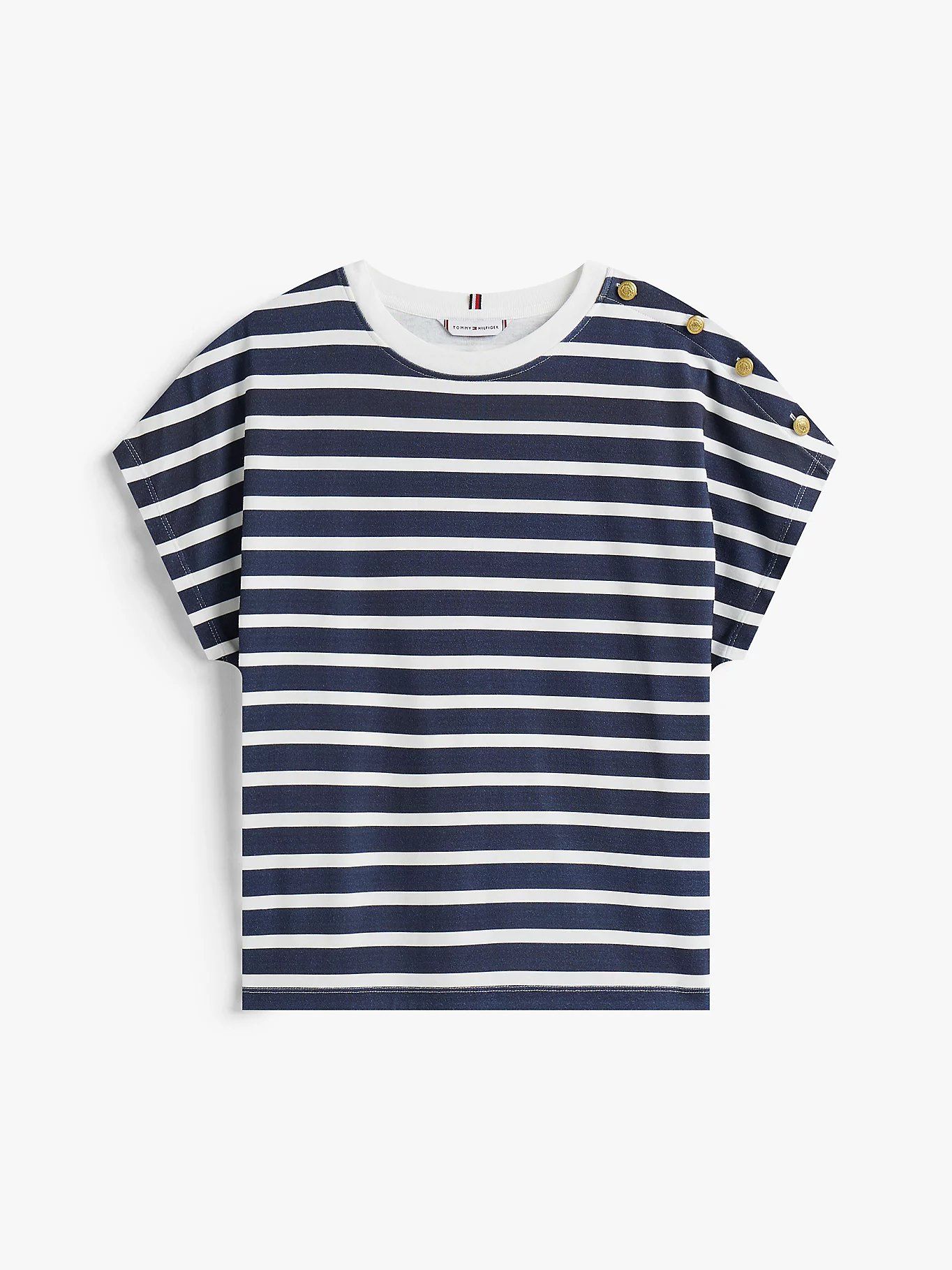 Tommy Hilfiger - Áo thun tay ngắn nữ Gold-Tone Button Shoulder T-Shirt