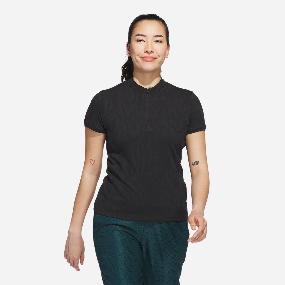 adidas - Áo thun có cổ đánh gôn Nữ Women's Adidas Go-To Jacquard Golf Polo - Black