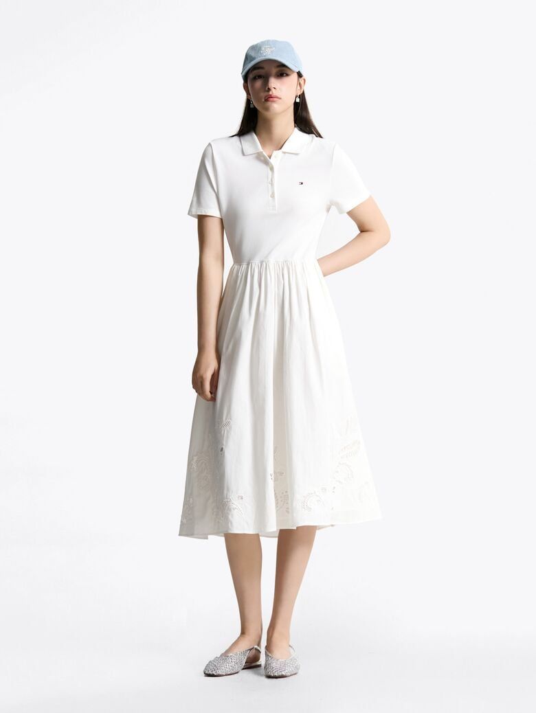 Tommy Hilfiger - Đầm nữ TH Emb Anglaise Midi Polo Dress