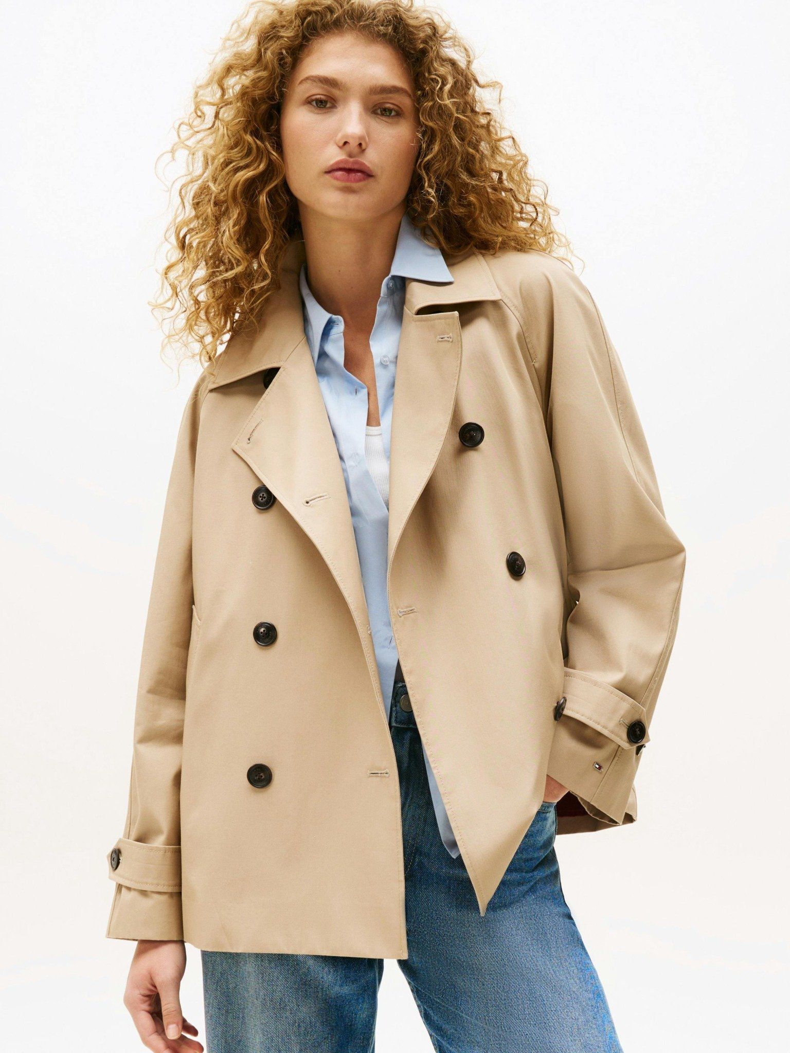 Tommy Hilfiger - Áo khoác tay dài nữ Water Repellent Short Trench Coat