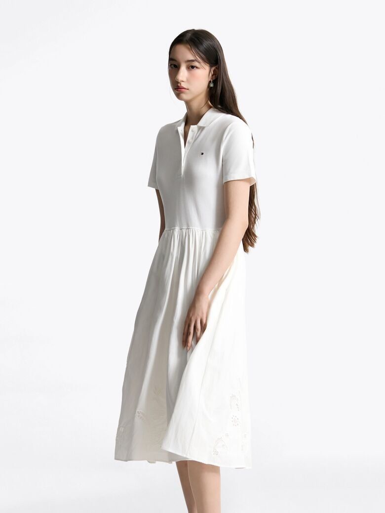 Tommy Hilfiger - Đầm nữ TH Emb Anglaise Midi Polo Dress