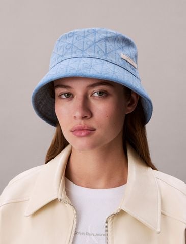 Calvin Klein - Nón rộng vành nữ Burnout Emblem Logo Bucket Hat