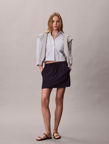 Calvin Klein - Áo Sơ Mi Nữ Cropped Cotton Poplin Stripe Shirt