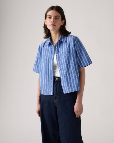 Levi's - Áo sơ mi tay ngắn nữ Harlie Short Sleeve Cropped Shirt - Blue