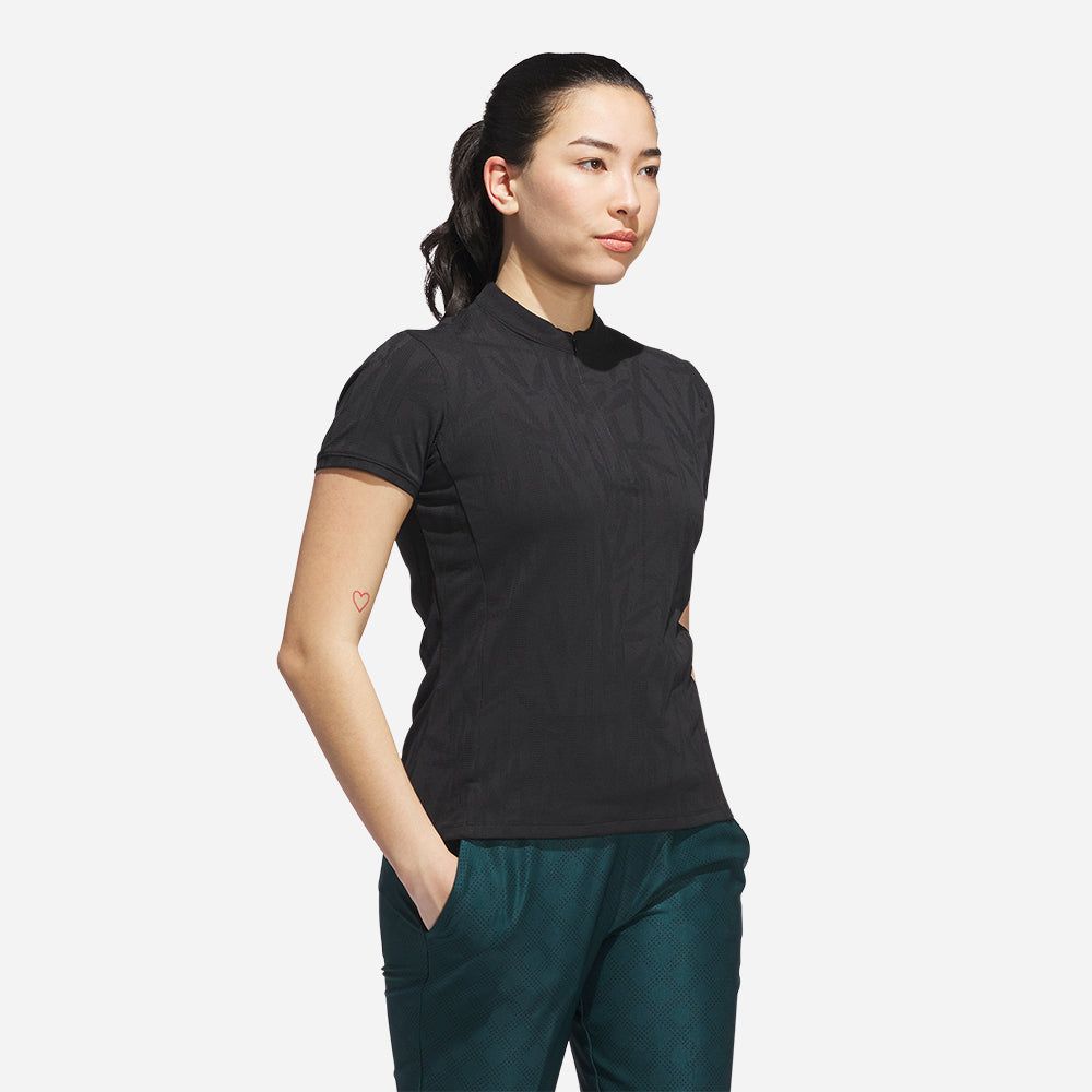 adidas - Áo thun có cổ đánh gôn Nữ Women's Adidas Go-To Jacquard Golf Polo - Black