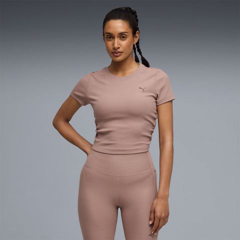 Puma - Áo Tay Ngắn Thể Thao Nữ Cloudspun Rib Tee Sandstone