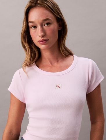 Calvin Klein - Áo thun dệt kim nữ Cotton Stretch Rib Baby Tee - 4