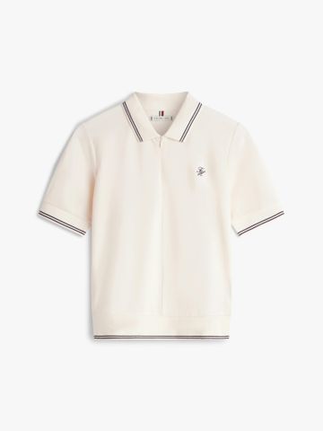Tommy Hilfiger - Áo Polo Nữ Script Lyocell Zip Short Sleeve Polo