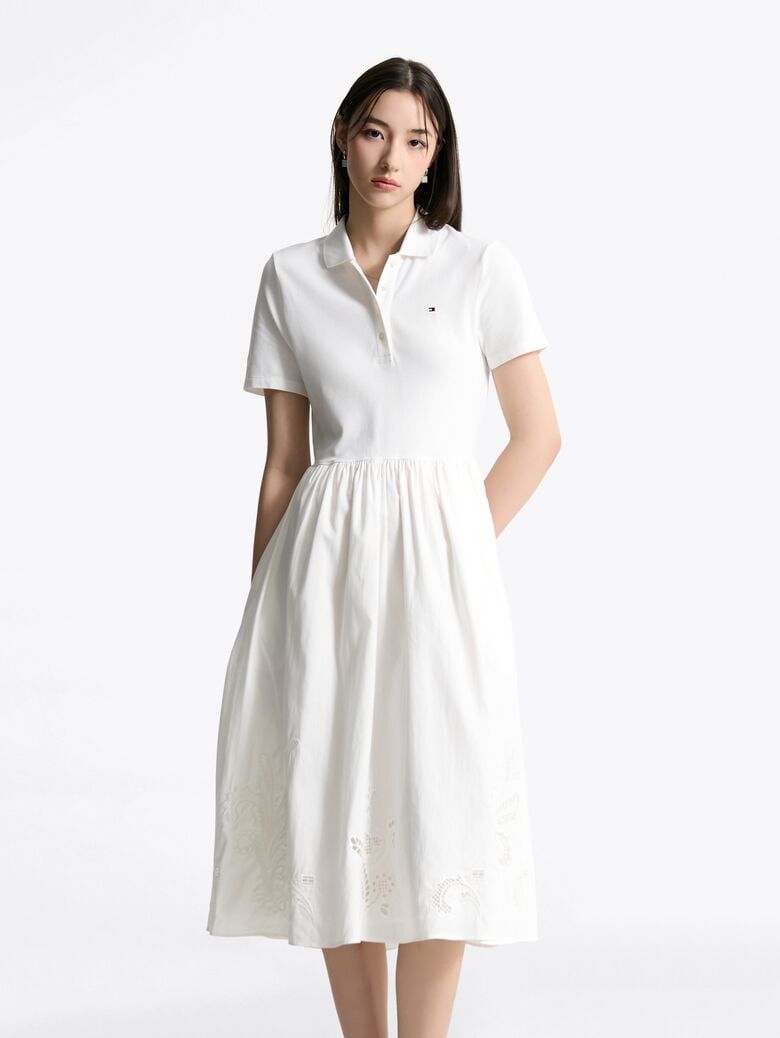 Tommy Hilfiger - Đầm nữ TH Emb Anglaise Midi Polo Dress