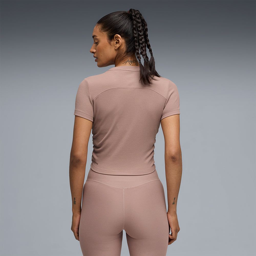 Puma - Áo Tay Ngắn Thể Thao Nữ Cloudspun Rib Tee Sandstone