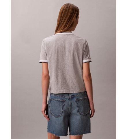 Calvin Klein - Áo Thun Tay Ngắn Nữ Monogram Stripe Trim Tee