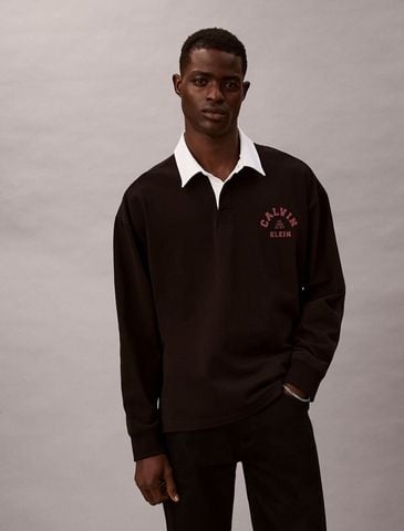 Calvin Klein - Áo nỉ polo tay dài nam CK Logo Graphic Polo Sweatshirt
