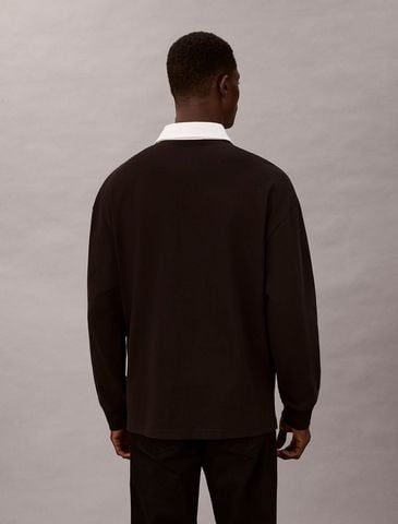 Calvin Klein - Áo nỉ polo tay dài nam CK Logo Graphic Polo Sweatshirt
