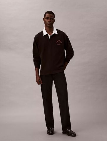 Calvin Klein - Áo nỉ polo tay dài nam CK Logo Graphic Polo Sweatshirt