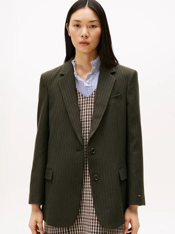 Tommy Hilfiger - Áo khoác Blazer tay dài nữ Pinstripe Oversized Fit