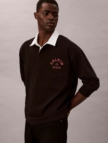 Calvin Klein - Áo nỉ polo tay dài nam CK Logo Graphic Polo Sweatshirt