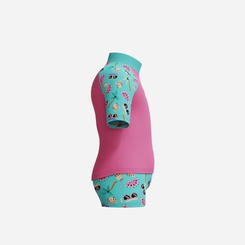 Speedo - Đồ bơi bikini bé gái Digital Short Sleeve Top Set Pink Two Piece - 2