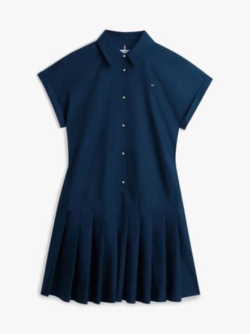 Tommy Hilfiger - Đầm Tay Ngắn Nữ Gold-Tone Button Relaxed Mini Shirt Dress