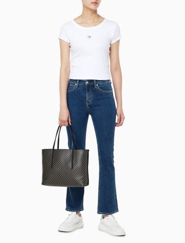 Calvin Klein - Túi xách nữ Allover Monogram Logo Small Tote Bag with Pouch - 3