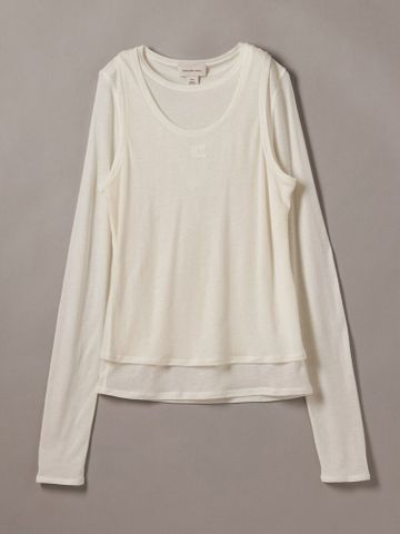 Calvin Klein - Áo Thun Tay Dài Nữ Wool Blend Feminine Double Layer