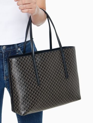 Calvin Klein - Túi xách nữ Allover Monogram Logo Small Tote Bag with Pouch - 2