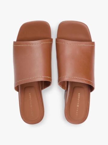 Tommy Hilfiger - Giày Thời Trang Nữ TH Monogram Leather Block Heel Mules