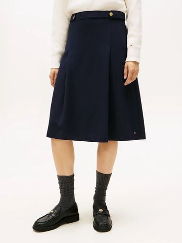 Tommy Hilfiger - Váy nữ Gold-Tone Button A-Line Midi Skirt