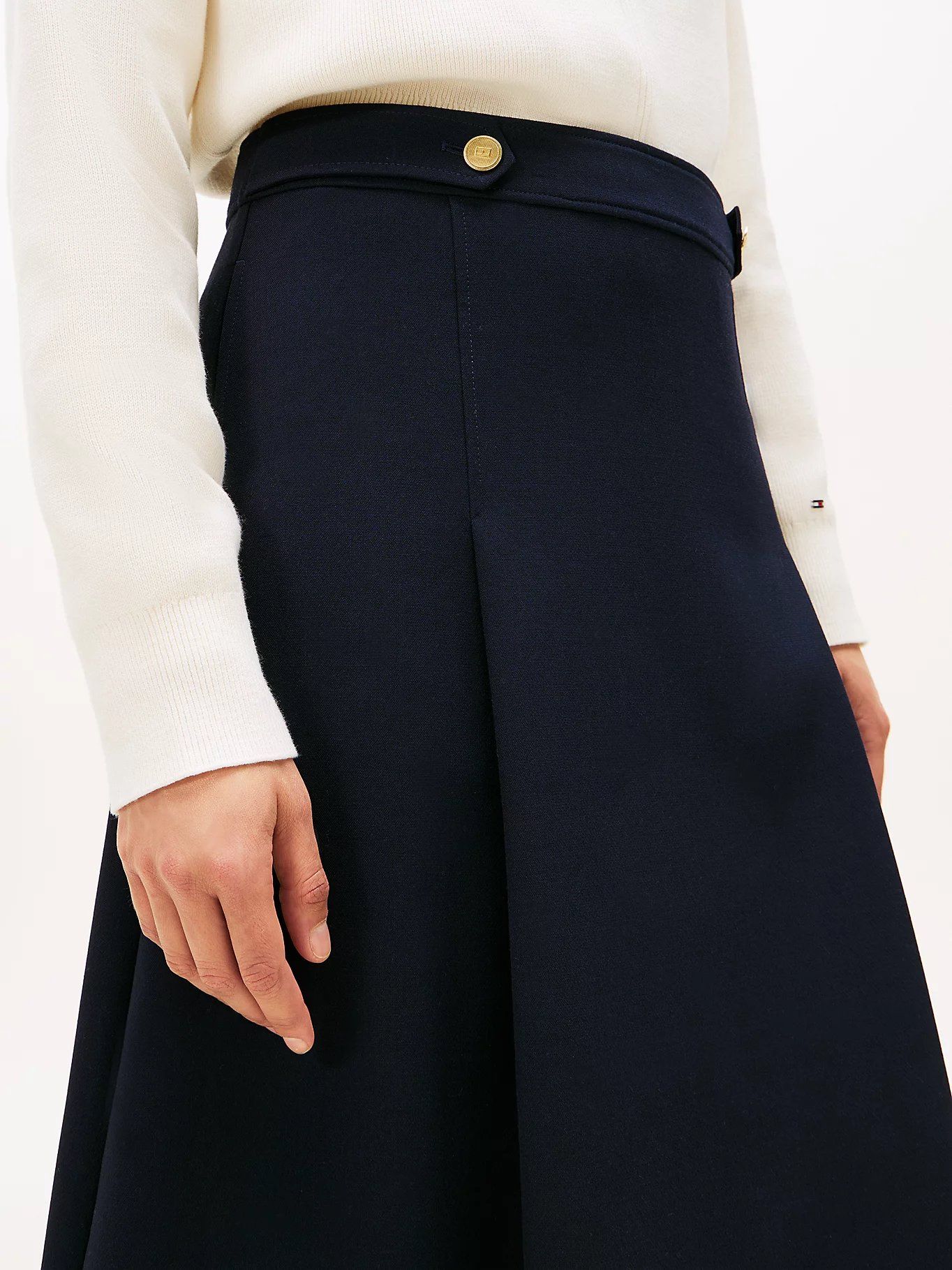 Tommy Hilfiger - Váy nữ Gold-Tone Button A-Line Midi Skirt