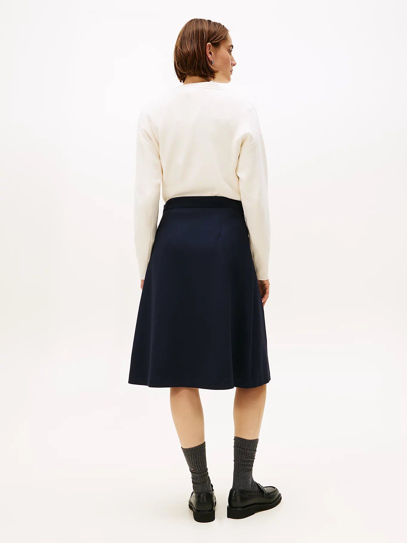 Tommy Hilfiger - Váy nữ Gold-Tone Button A-Line Midi Skirt