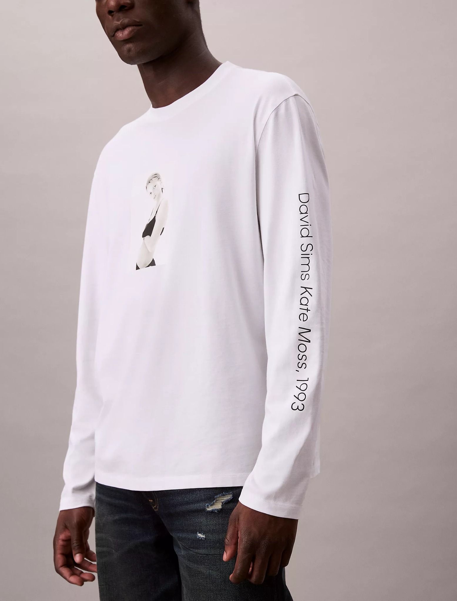 Calvin Klein - Áo tay dài thời trang nam Kate Moss Graphic Relaxed T-Shirt