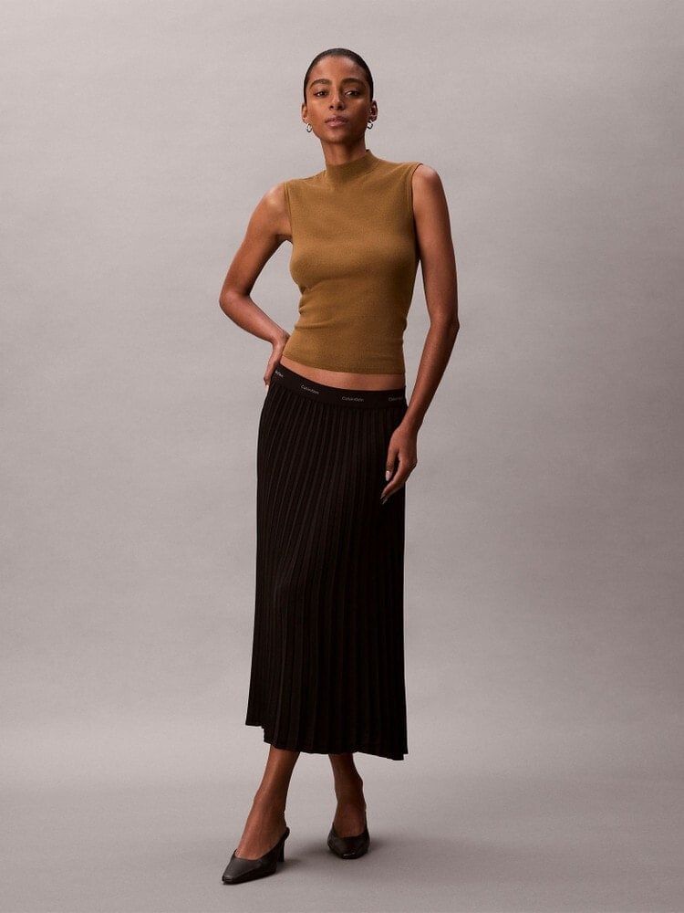 Calvin Klein - Váy nữ Pleated Crepe Midi Skirt
