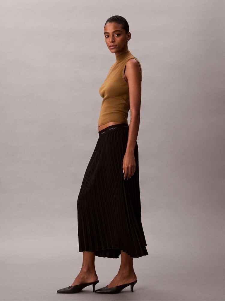 Calvin Klein - Váy nữ Pleated Crepe Midi Skirt