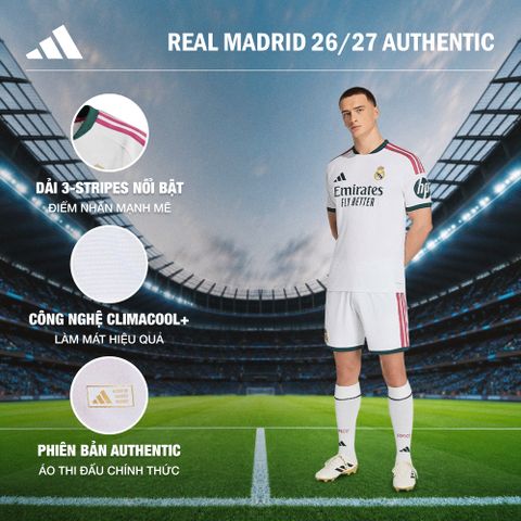 Adidas - Áo Tay Ngắn Thể Thao Nam Real Madrid Authentic 26/27