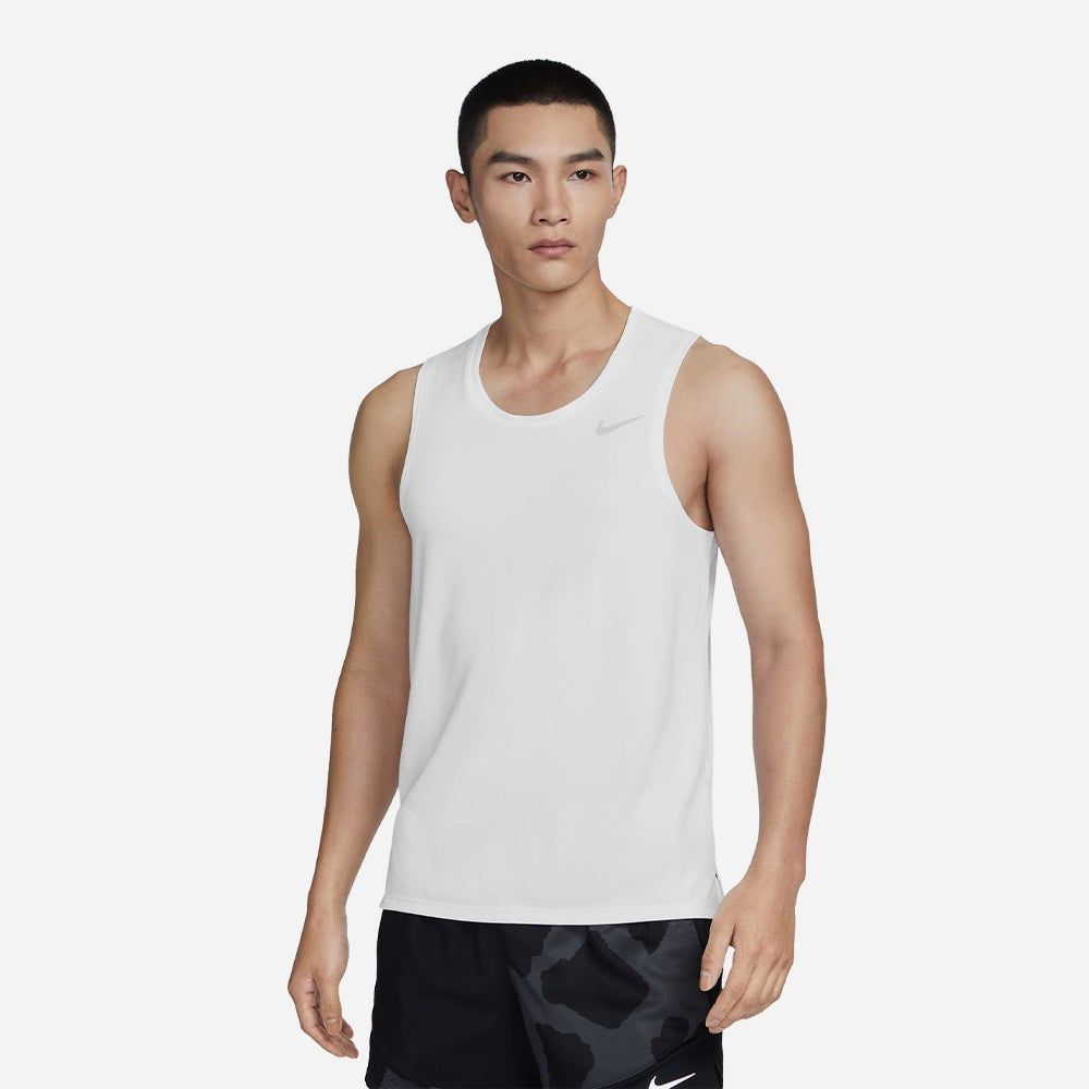 Nike - Áo ba lỗ chạy bộ Nam Men's Nike Dri-Fit Miler Tank - White