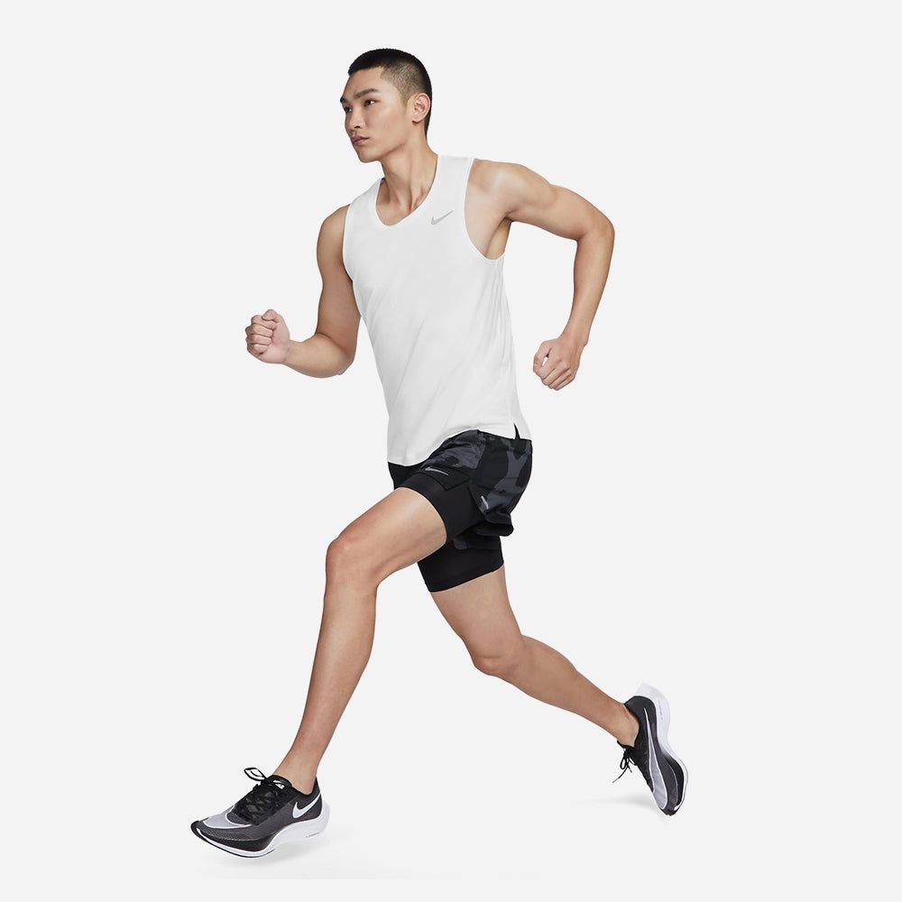 Nike - Áo ba lỗ chạy bộ Nam Men's Nike Dri-Fit Miler Tank - White