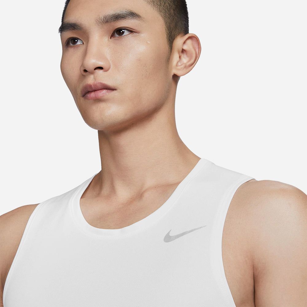 Nike - Áo ba lỗ chạy bộ Nam Men's Nike Dri-Fit Miler Tank - White