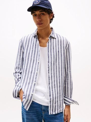 Tommy Hilfiger - Áo sơ mi tay dài nam Regular Fit Stripe Linen Shirt