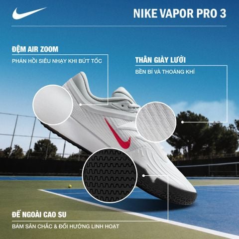 Nike - Giày Quần Vợt Tennis Nam Vapor Pro 3 Shoes