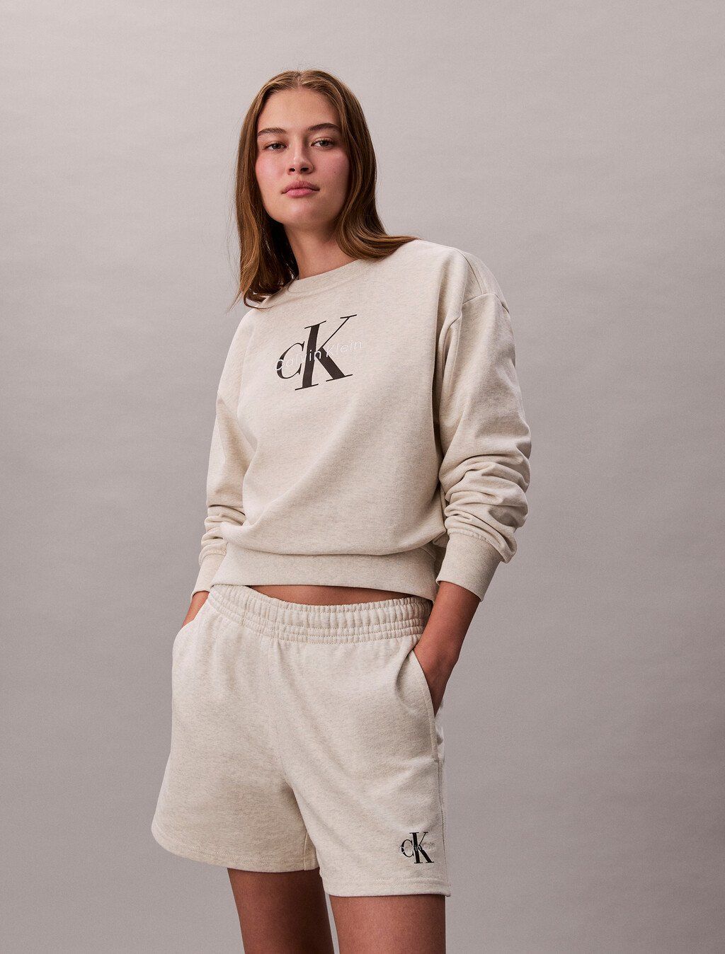 Calvin Klein - Quần ngắn nữ Monologo French Terry Short