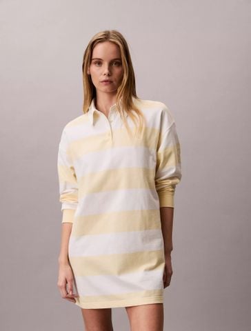 Calvin Klein - Đầm Polo Nữ LS Varsity Stripe Mini Polo Dress