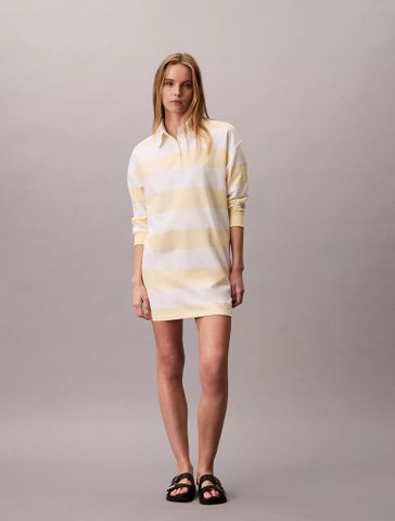 Calvin Klein - Đầm Polo Nữ LS Varsity Stripe Mini Polo Dress