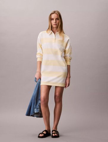Calvin Klein - Đầm Polo Nữ LS Varsity Stripe Mini Polo Dress