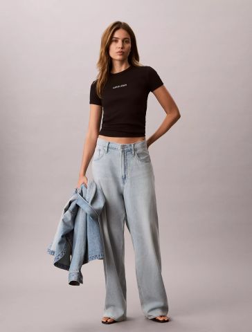Calvin Klein - Áo Thun Tay Ngắn Nữ Contour Rib Logo Ringer Tee