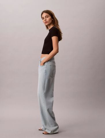 Calvin Klein - Áo Thun Tay Ngắn Nữ Contour Rib Logo Ringer Tee