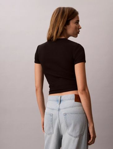 Calvin Klein - Áo Thun Tay Ngắn Nữ Contour Rib Logo Ringer Tee